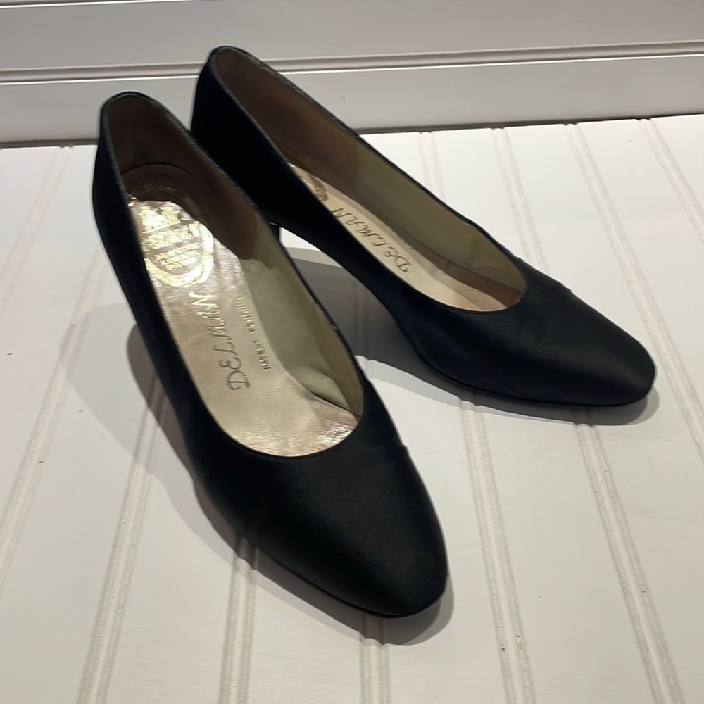 Delman satin black pumps size 9